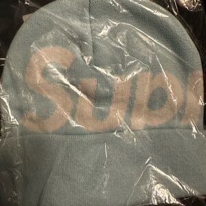 Supreme Big Logo Sky Blue Beanie
